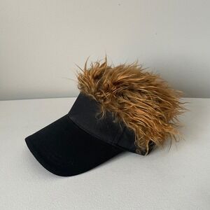 DURIKIKU Men's Novelty Baseball Cap with Brown Fluffy Hair Humorous Novelty Hat